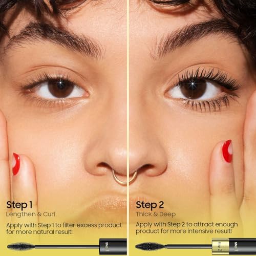 Tubing Mascara for Volume & Length - Long-Lasting Waterproof Formula and Lifting, Non-Clumping 2-1 Mascara for Charming