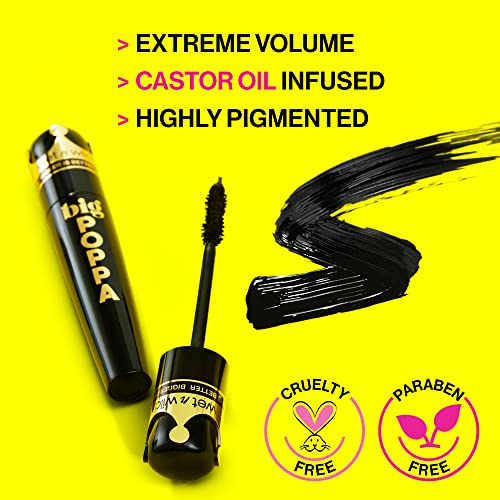 Wet n Wild Big Poppa Mascara - Volumizing, Lifting & Lengthening for Thick Lash Growth - Blackest Black