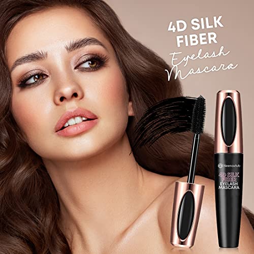 4D Silk Fiber Lash Mascara - Lengthening and Thickening, Long Lasting & Waterproof, Hypoallergenic Formula, 2 Pack Black
